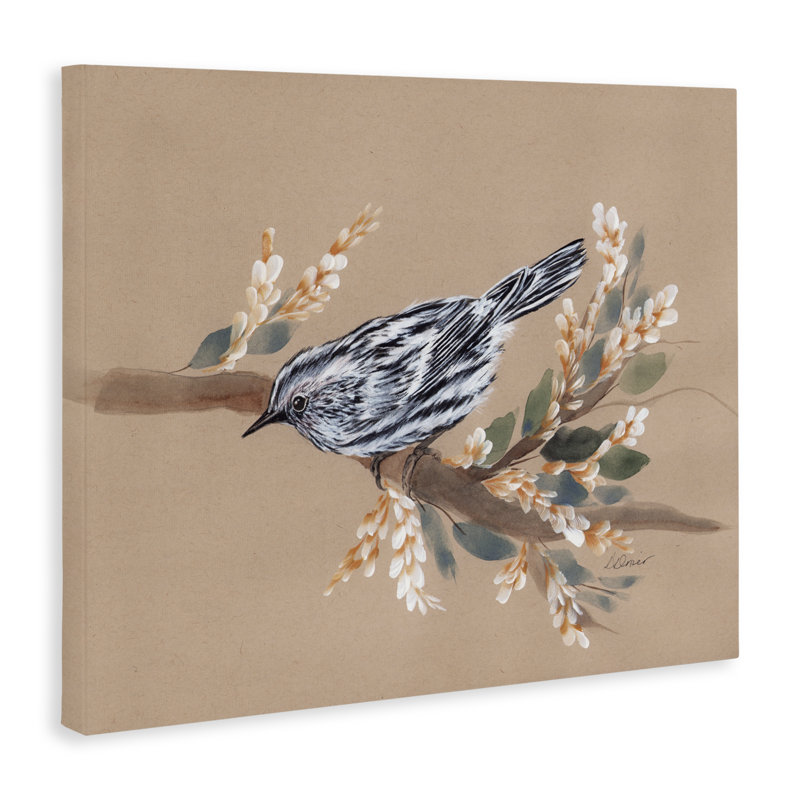Oiseau sur toile délicate, par Cady, H 16 po x l 20 po