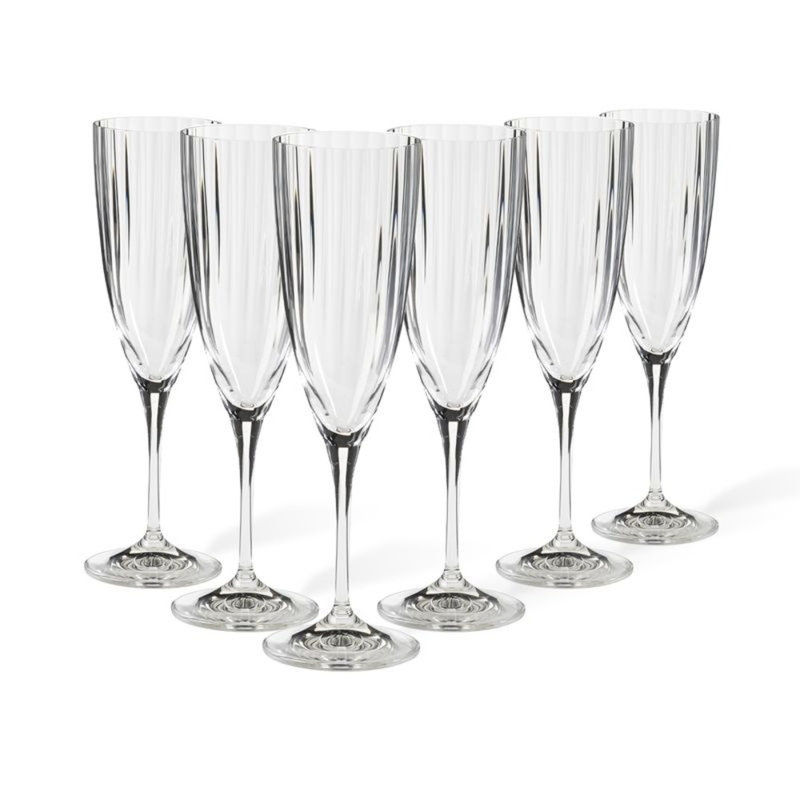 Elegant Clear Lead-Free Glass Flute Set of 6