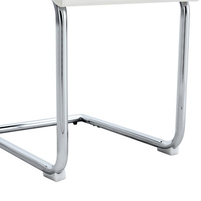 Of 4 White Dining Chairs, Pu Covered High And Firm Leg Construction For Kitchen, Restaurant, Living Room, Easy To Clean Up Chair 4, Design Straightforward Assembly Routine