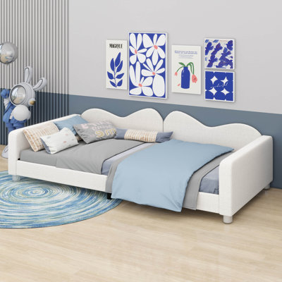 Nickoy Daybed Sherpa Fabric Sofabed with Cloud-Shaped Backrest