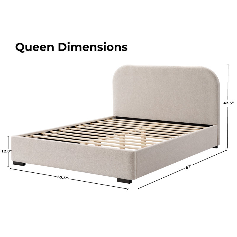 Reigen Platform Bed, Queen, Beige Boucle