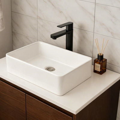 Eleen 19" X 15" X 5" White Rectangle Ceramic Countertop Bathroom Vanity Vessel Sink