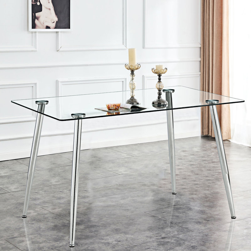 Table de salle à manger Carleen, L 29,52 po x L 47,24 po, Argent