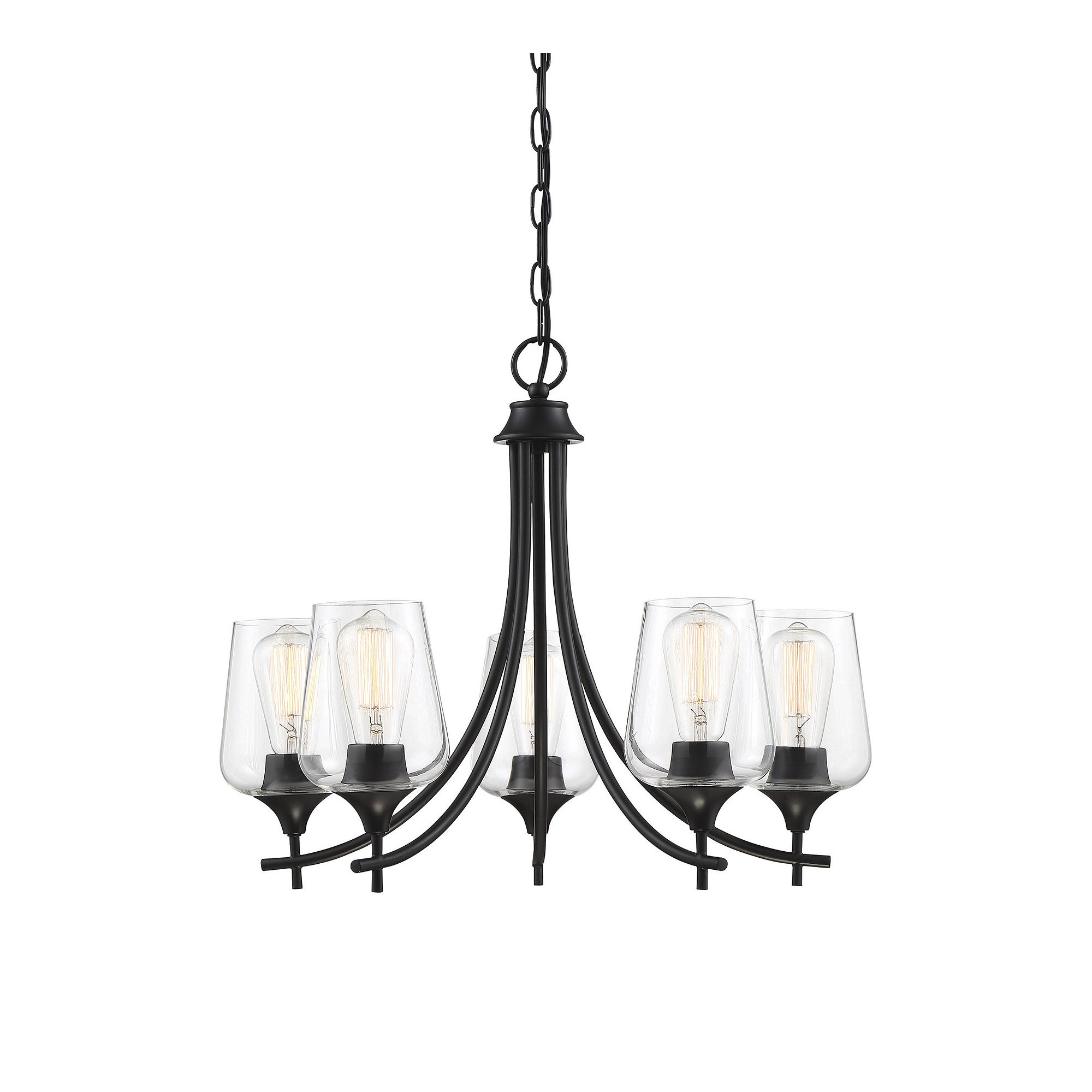 Breena 5 - Light Shaded Classic Chandelier, Clear, Matte Black