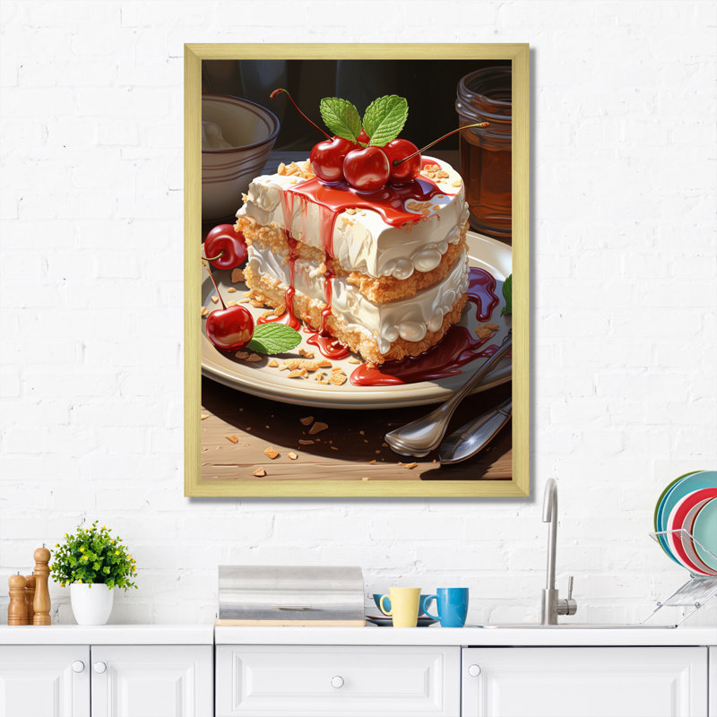 Tytervale " Red Cheesecake Luxury I ", 44" H x 34" W x 1.5" D, Gold Picture Framed