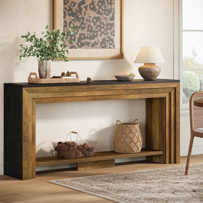 70.9-Inch Extra Long Console Table for Living Room, Entryway, Farmhouse 2-Tier Sofa Table Behind the Couch by Millwood Pines