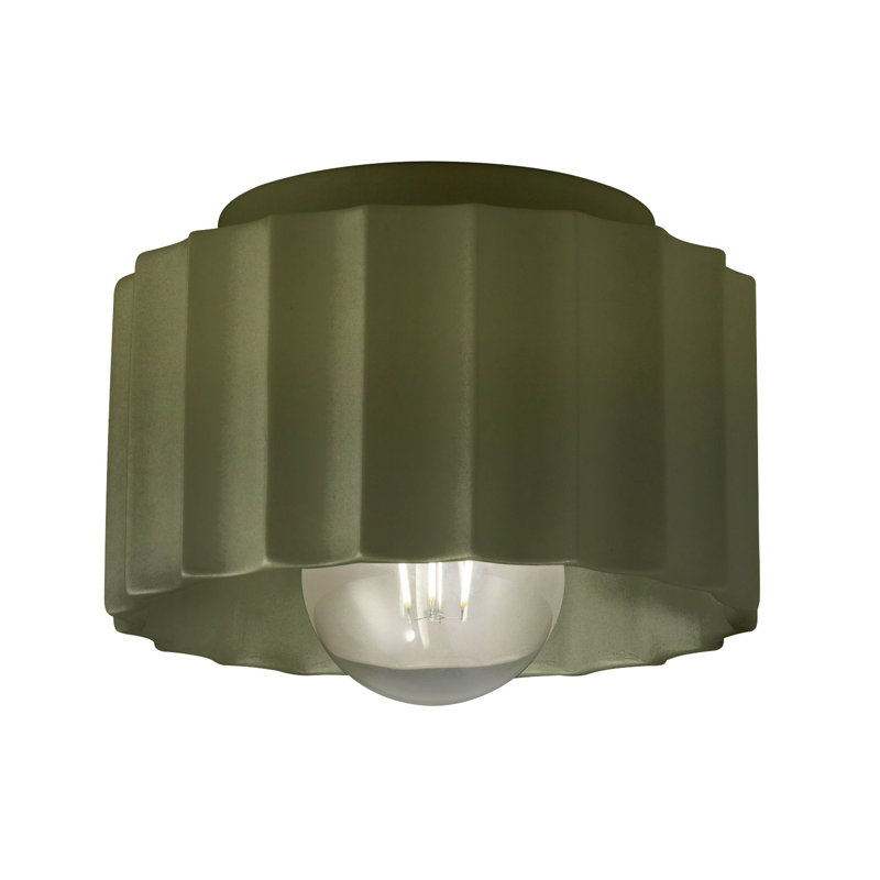Plafonnier encastré 1 lumière Colgate, Vert mat, H 5 po x l 8 po x P 8 po