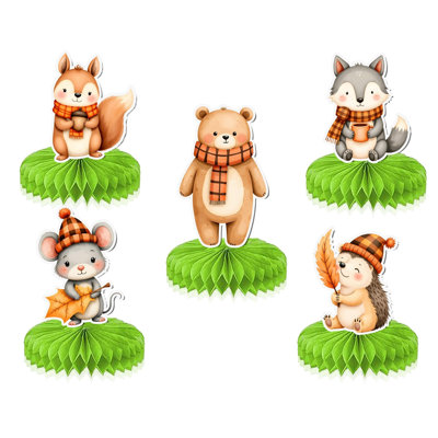 Centres de table en bois pour animaux en bois d'automne - 5 pièces Forest Friends