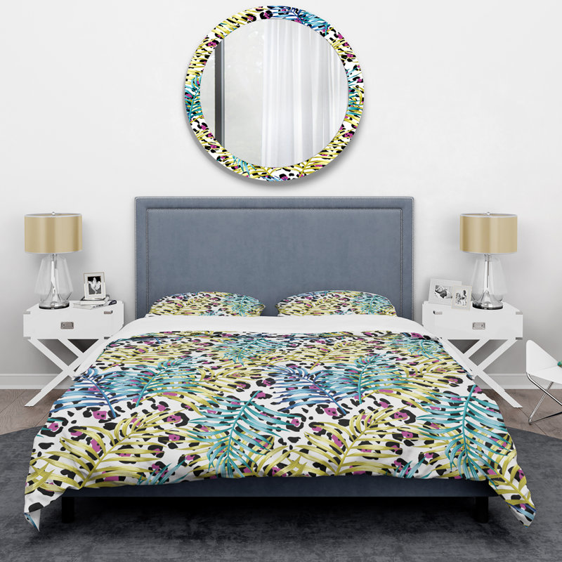 Ensemble de housse de couette en microfibre bleu / jaune / noir 3 pièces