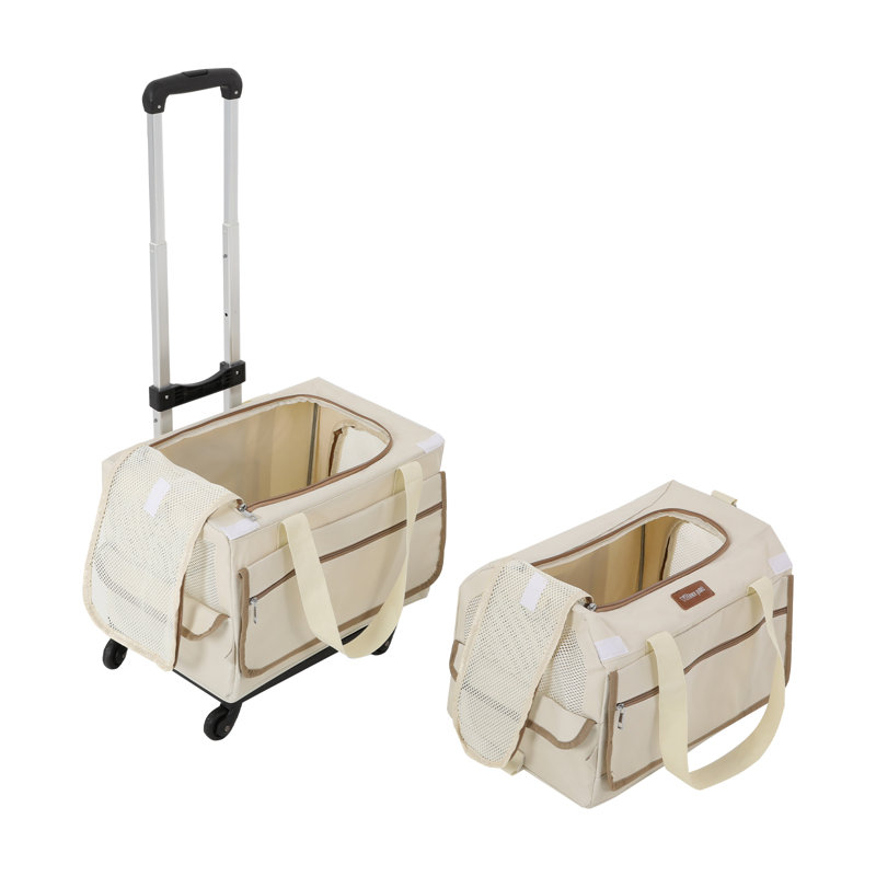 2-Layer Rolling Pet Carrier With Mesh Windows