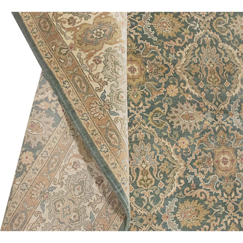 High-Quality Hand-Knotted Green Area Rug