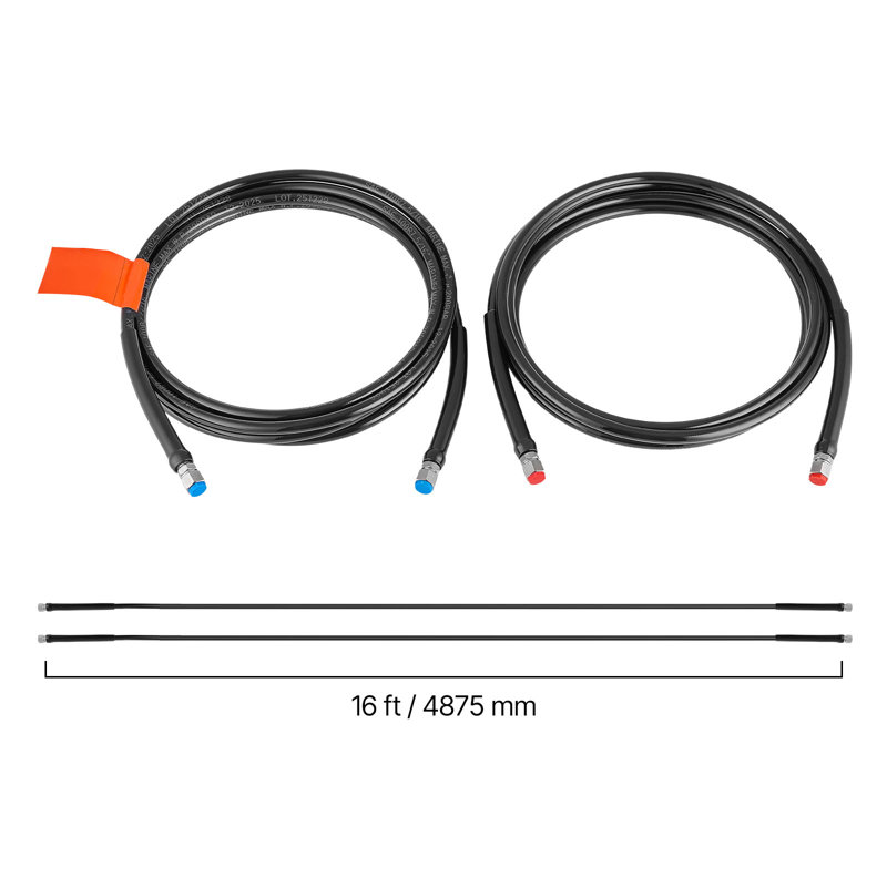 Ensemble de tuyau hydraulique, tuyau de direction extérieur en TPEE étanche de 16 pi avec connecteur en acier inoxydable 304, compatible avec les systèmes de direction hors-bord marin, pression de service maximale de 20 MPa