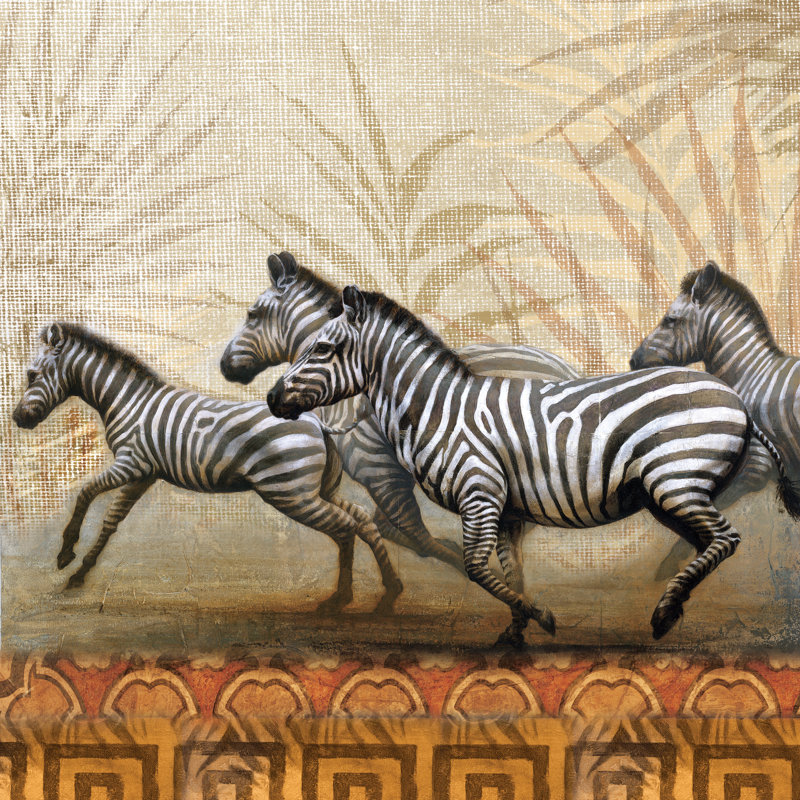 Zebra Herd - Wrapped Canvas Print, 30cm H x 30cm W x 3.8cm D