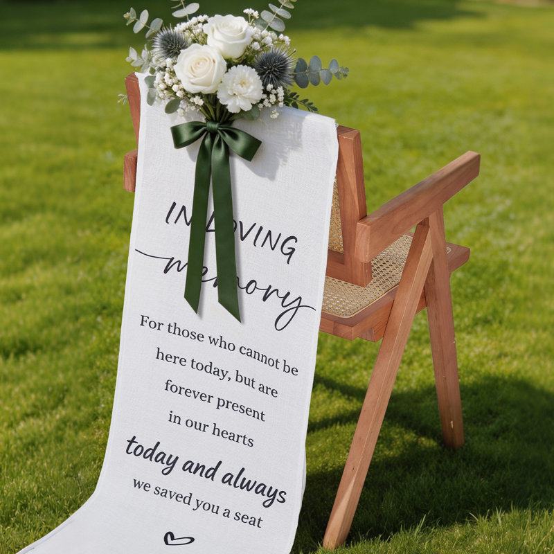 Ensemble de panneaux de chaise de mariage réservée «In a Memory Memory», 50 po x 15 po, blanc, paquet de 4, White