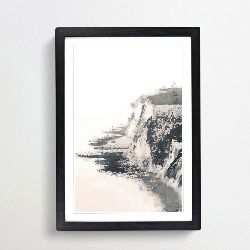 The White Cliffs of Dover in Sepia in Abstract - Picture Frame Graphic Art Print, Black, 60cm H x 40cm W x 2cm D