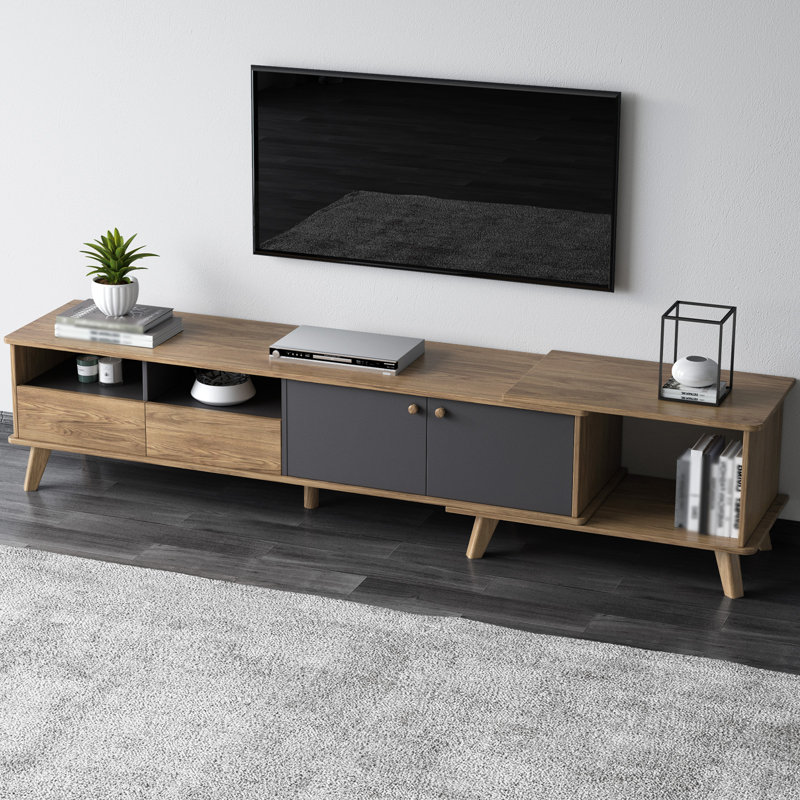 Meuble télé Mid-Century extensible avec grand espace de rangement