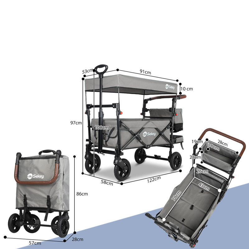 Foldable Garden Cart, Grey/Brown/Blue