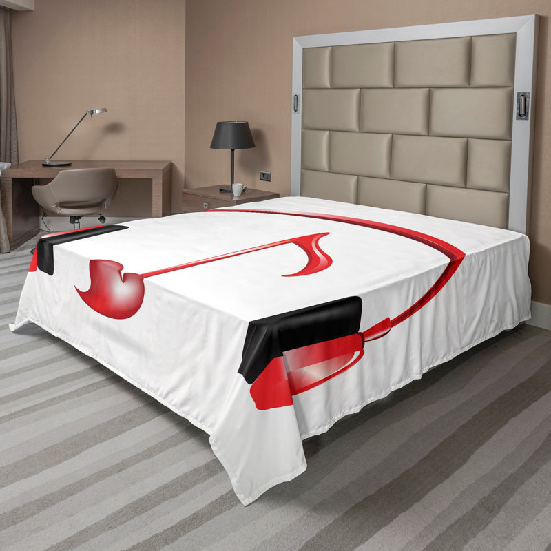 Ambesonne, drap de dessus plat Love Sound, rouge, noir, gris, Double