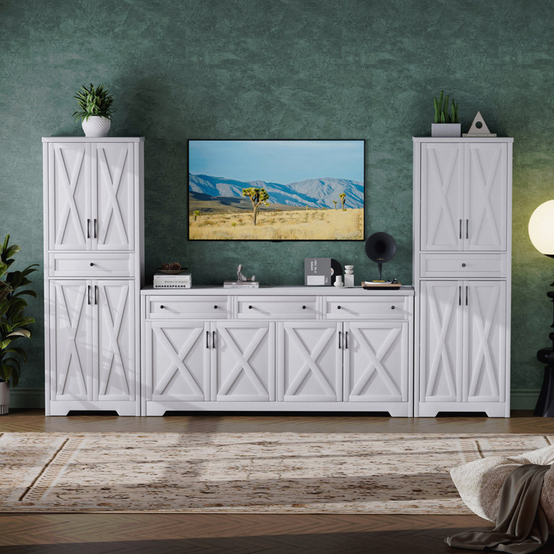 Ensemble d'armoires murales multifonctionnelles - une armoire télé et deux buffets