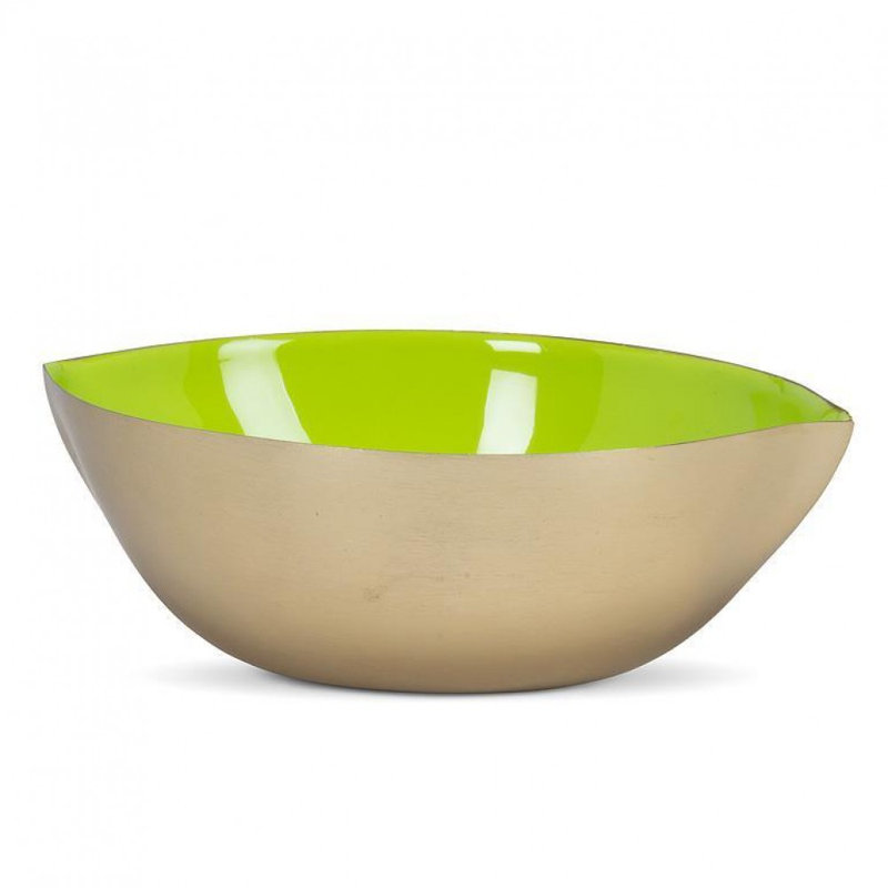 Lime Shaped Enamel Bowl, Gold,Green