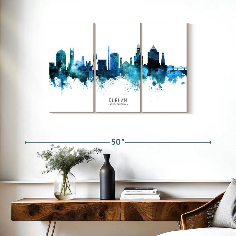 Durham North Carolina Skyline II, H 24 po x l 38 po