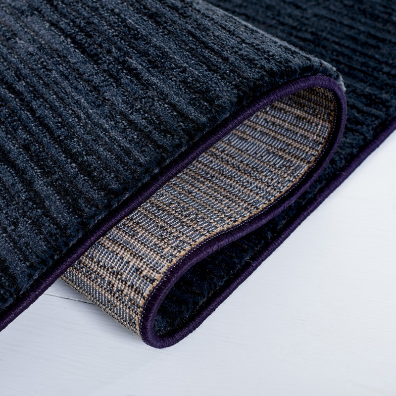Vision Striped Area Rug In Black, Runner 66 x 183 cm