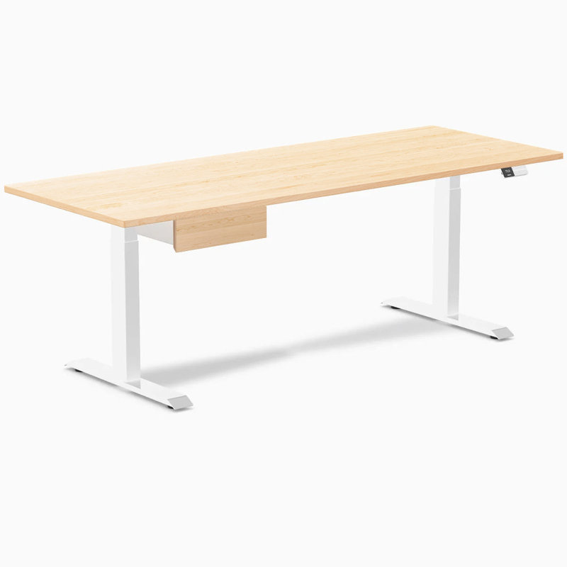 Bureau double debout en bois franc avec tiroir - Pheasantwood / 80 x 30 pouces / Gris sidéral, Érable / Blanc