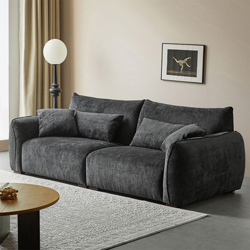 Causeuse-coussin modulaire en tissu chenille gris foncé