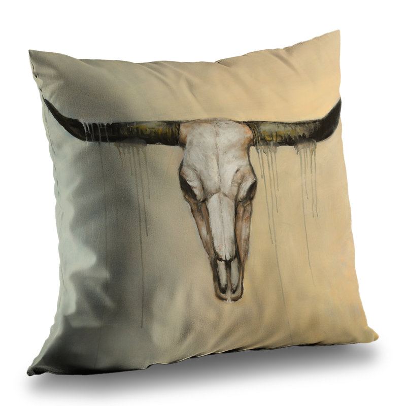 Bull Skull Beige Animals Throw | Stylish Home Decor Accent – Throw Pillow Cover Only, Double-Sided Print, Insert Not Included