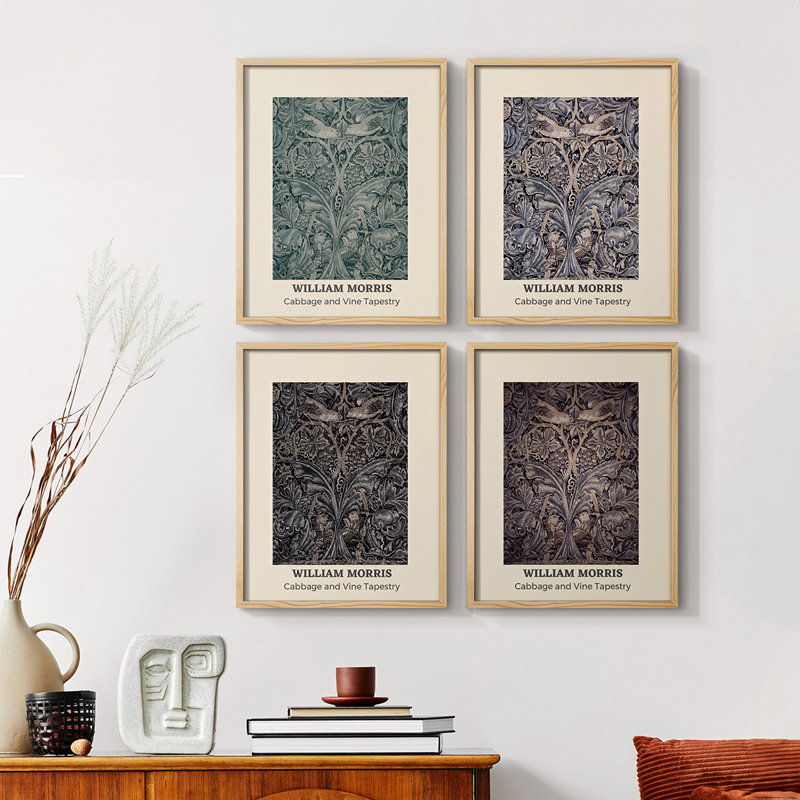 «William Morris XIII», ensemble de 4 reproductions encadrées, Noir, H 14 po x l 44 po