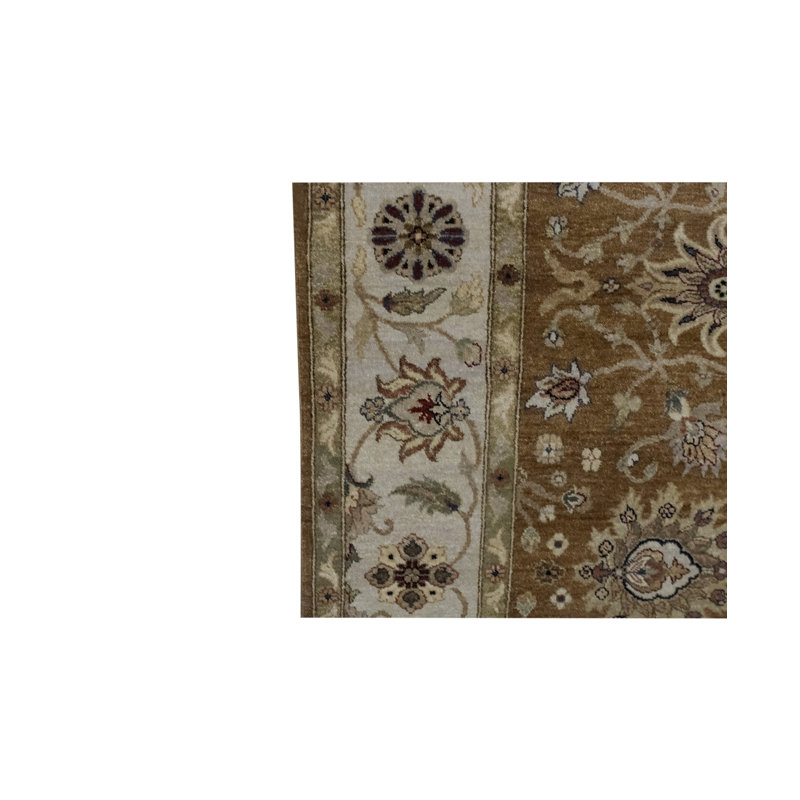 Tapis brun et ivoire de haute qualité noué à la main