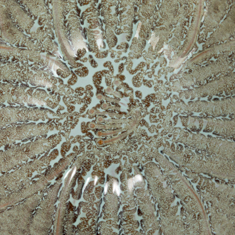 Stoneware Flower Bowl with Reactive Glaze