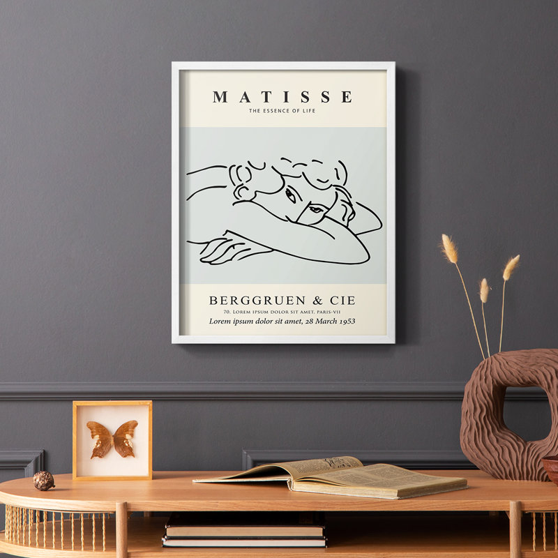 Matisse L, reproduction encadrée - bois massif, Cadre simple blanc, H 14 po x l 11 po