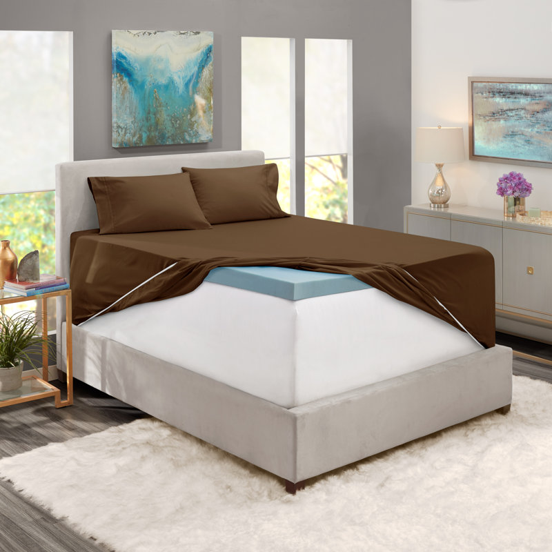 Microfiber Sheet Set, Brown, Split King Fitted Sheet