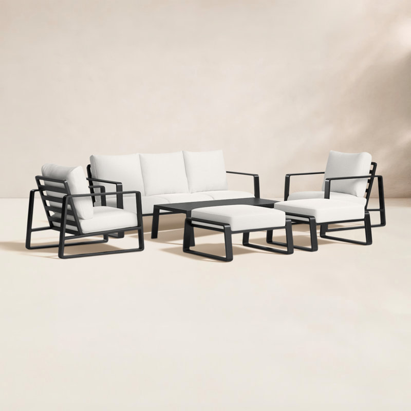 Leanna Aluminum 4 Piece Outdoor Seating Group with Cushions, 2, Yes