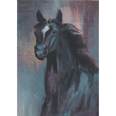 Monica Black Stallion - Wrapped Canvas Painting