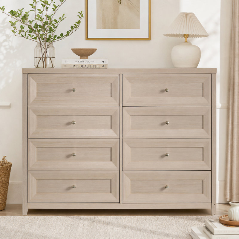 147cm W 8 - Drawer Chest of Drawers, Ivory White