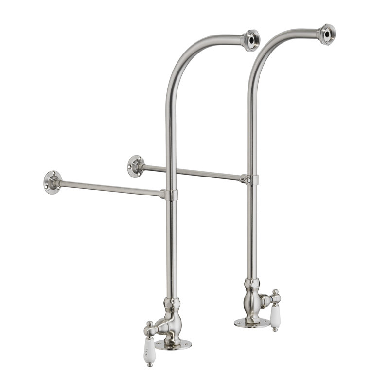 2 Piece Freestanding Bath Supplies with Stops, Brush Nickel