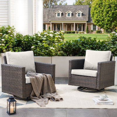 Naresa Wicker Swivel Glider Chairs With 4 Inch Olefin Cushions