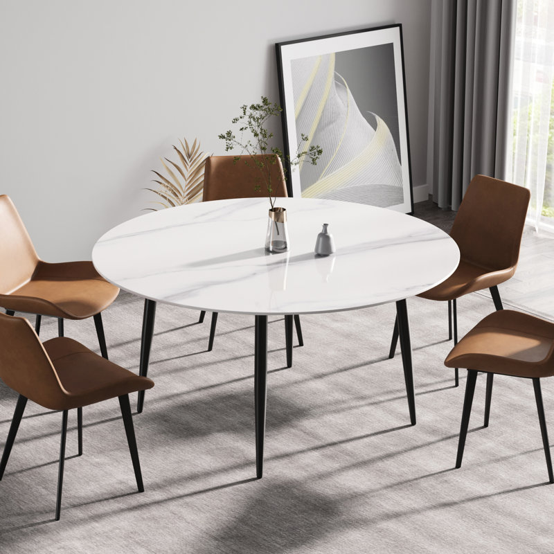 6 tables avec plateau de table en pierre frittée de 57,88 po et surface moderne pour 6 personnes, matériau 100%