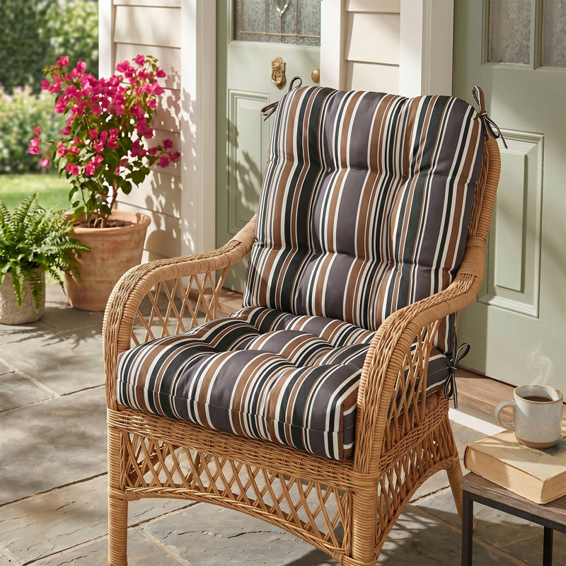Indoor/Outdoor Seat/Back Cushion, Brown Stripe