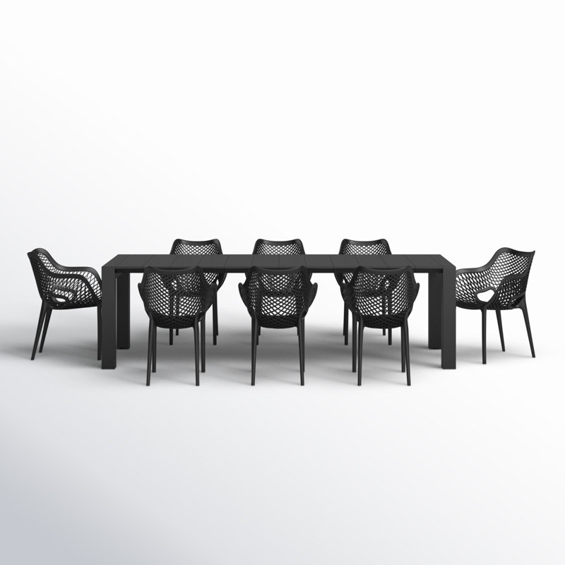 Farrah 102" Rectangular 8 - Person Dining Set, Black