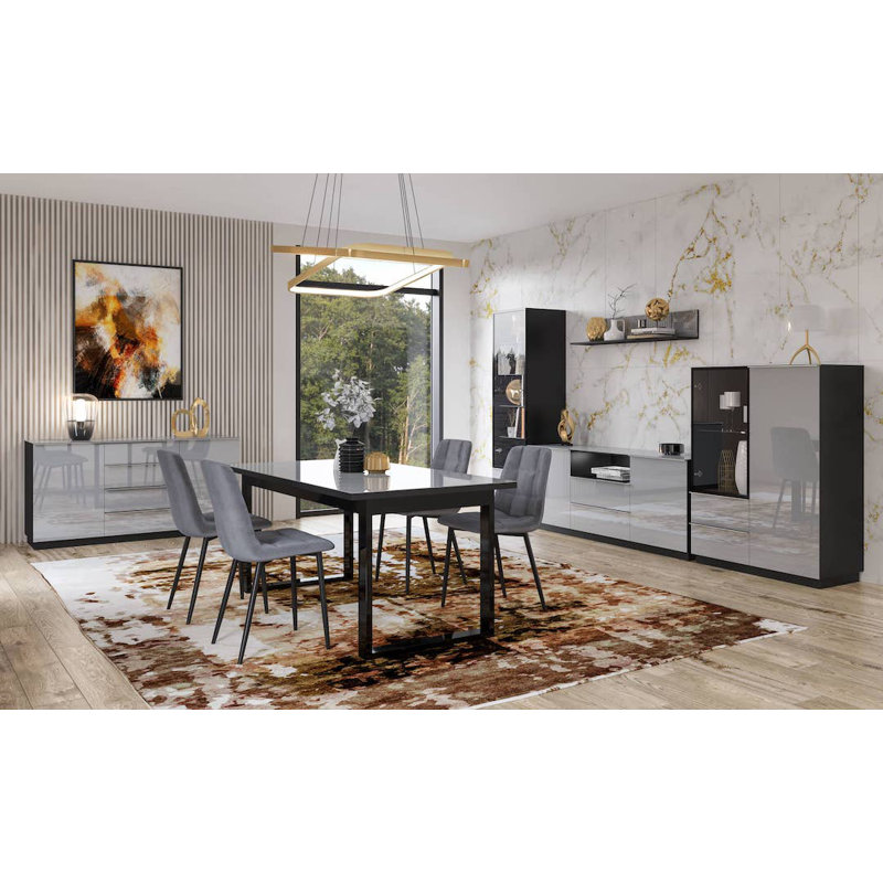 Helio 160cm Sideboard, Grey Glass