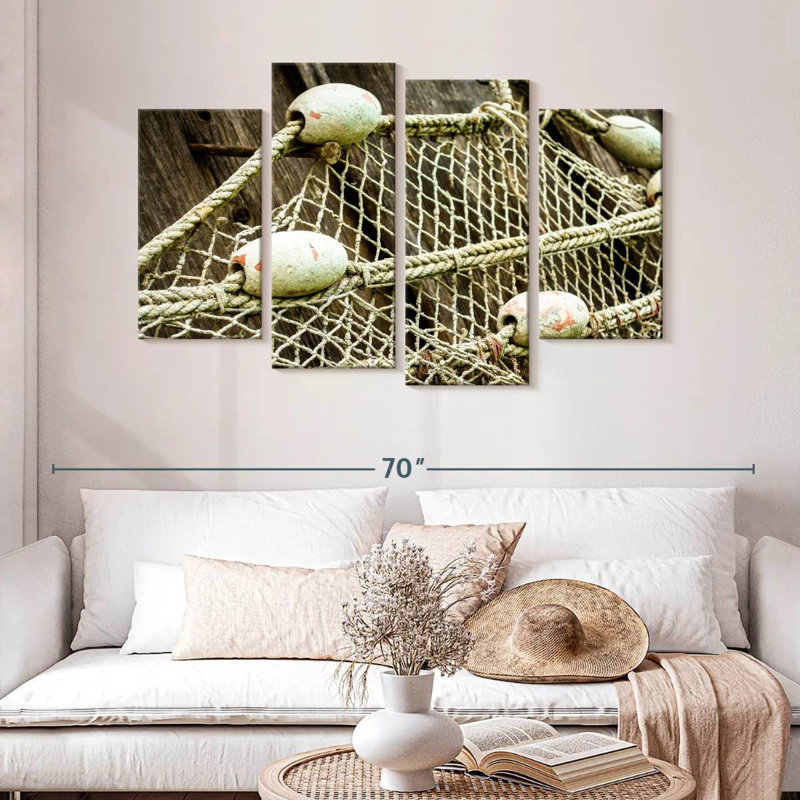 Senne Fishing Net On Board, 32" H x 52" W