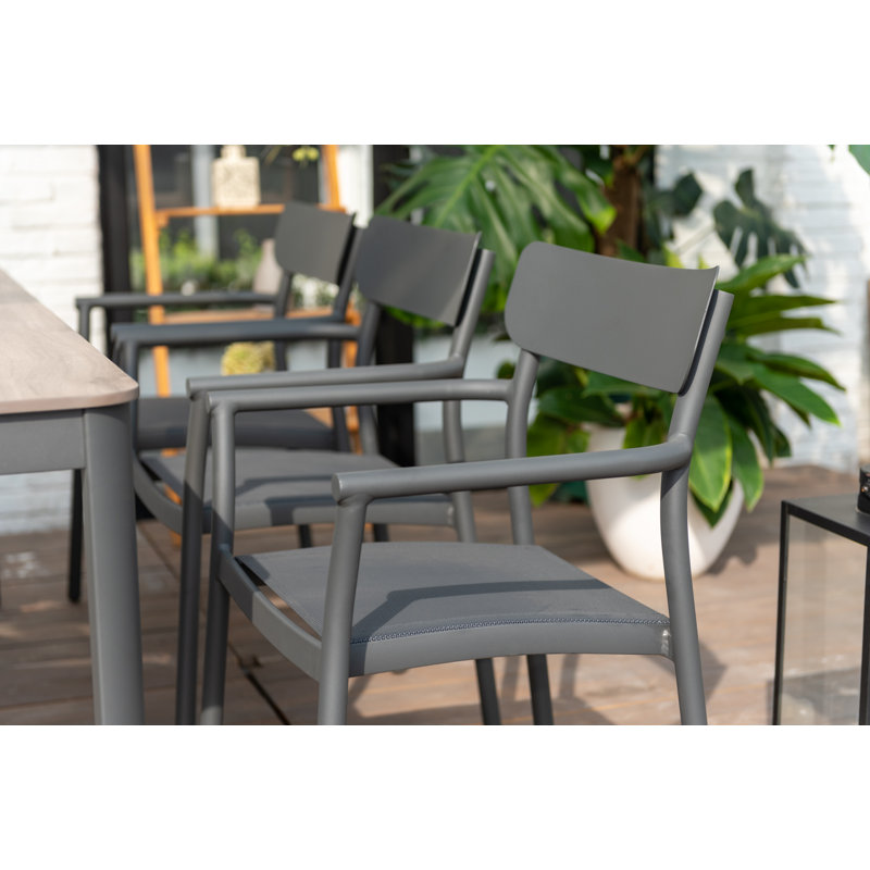 Sugger Aluminum And Resin Outdoor Patio Dining Set, Grey, 6