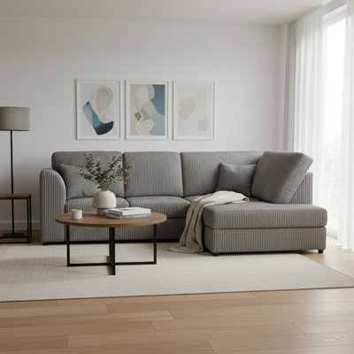 Jumbo Cord Hand Facing Corner Sofa With Footstool