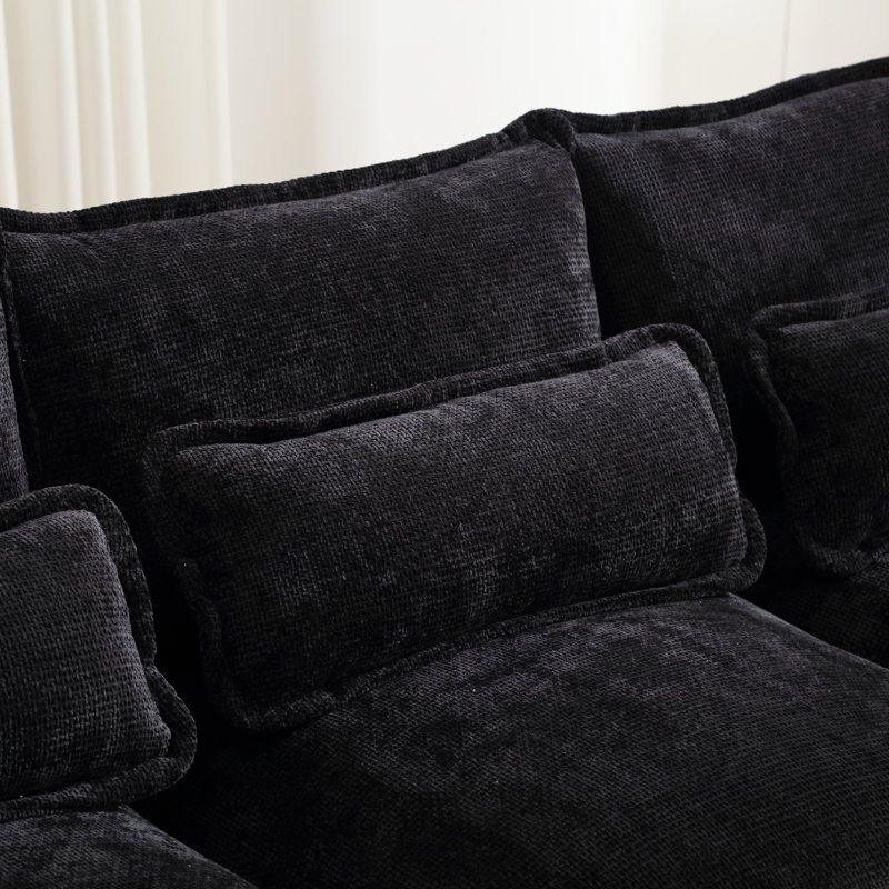 Chenille à quatre places en forme de U, structure en bois massif, éponge élastique pour un siège de salon relaxant avec chenille, éponge, téléviseur confortable et cinéma