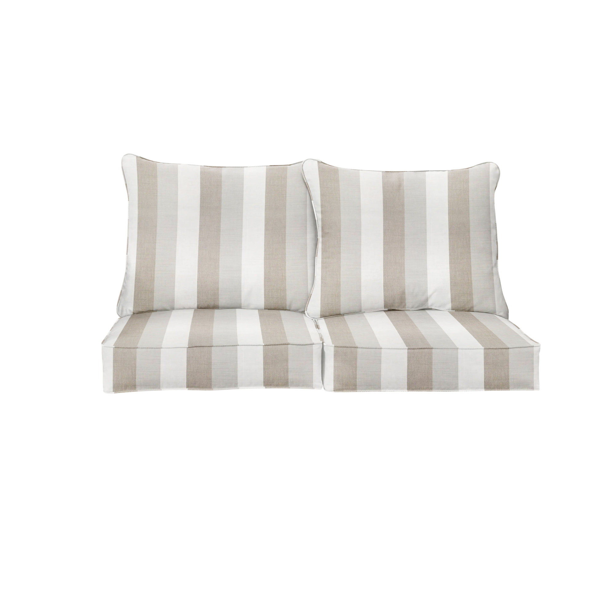 Striped Outdoor Loveseat, Direction Linen Stripe Sunbrella®, 22.5" W x 22.5" D