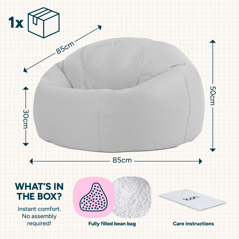 Teen Classic Water-Resistant Bean Bag Chair, Black