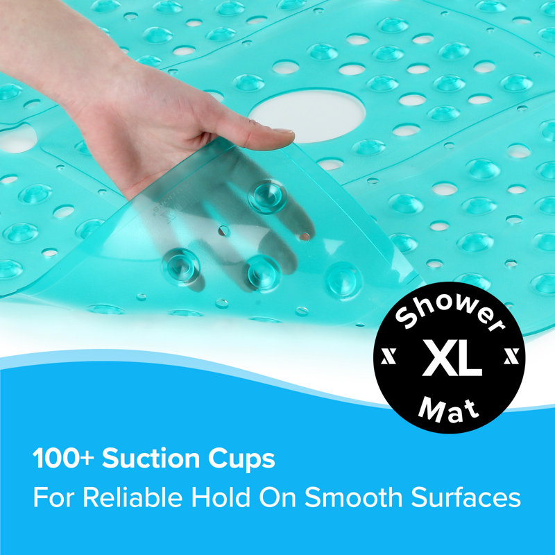 Extra Large Translucent Aqua Non-Slip Shower Mat for Kids
